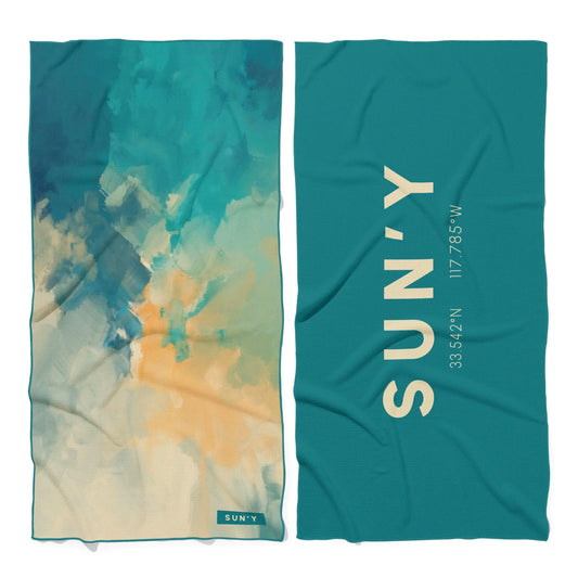 SUNY Microfiber Beach Towel: Beach Collection - Quick Dry Sand Free Beach Towel Compact Travel Towel Lightweight - Large Beach Towel (63” x 31.5”) Laguna Beach